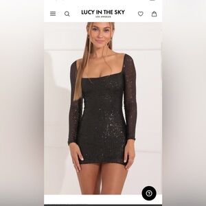 Lucy in the sky black sequin mini dress new